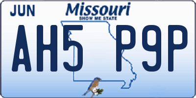 MO license plate AH5P9P