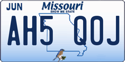 MO license plate AH5Q0J