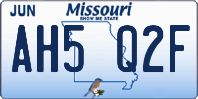 MO license plate AH5Q2F
