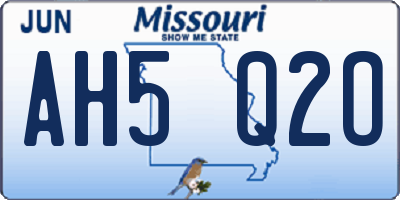 MO license plate AH5Q2O