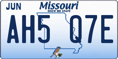 MO license plate AH5Q7E