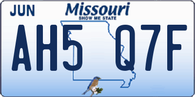 MO license plate AH5Q7F