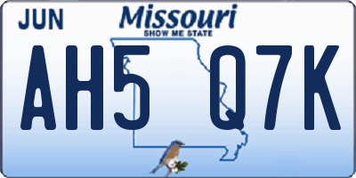 MO license plate AH5Q7K