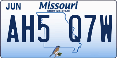 MO license plate AH5Q7W