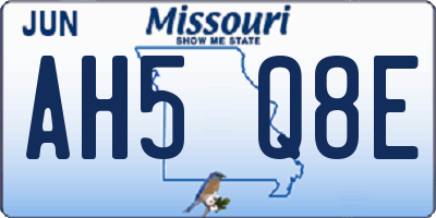 MO license plate AH5Q8E