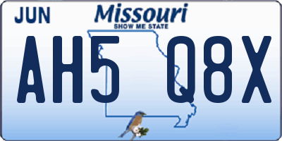 MO license plate AH5Q8X