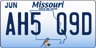 MO license plate AH5Q9D