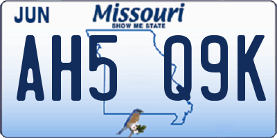 MO license plate AH5Q9K