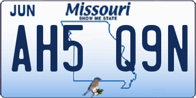 MO license plate AH5Q9N