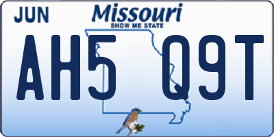MO license plate AH5Q9T