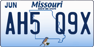 MO license plate AH5Q9X