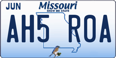 MO license plate AH5R0A