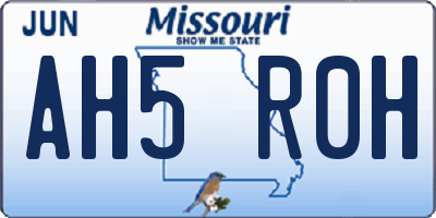 MO license plate AH5R0H
