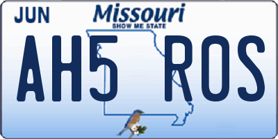 MO license plate AH5R0S