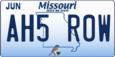 MO license plate AH5R0W