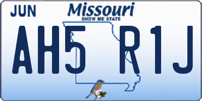 MO license plate AH5R1J