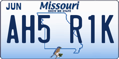 MO license plate AH5R1K
