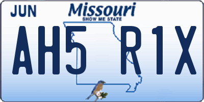 MO license plate AH5R1X