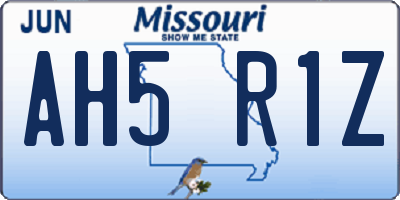 MO license plate AH5R1Z