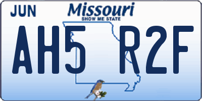 MO license plate AH5R2F