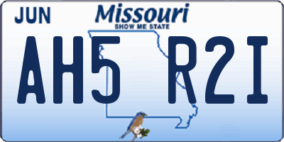 MO license plate AH5R2I