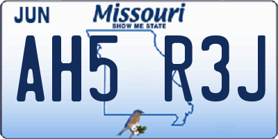 MO license plate AH5R3J