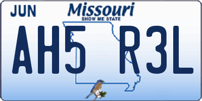 MO license plate AH5R3L