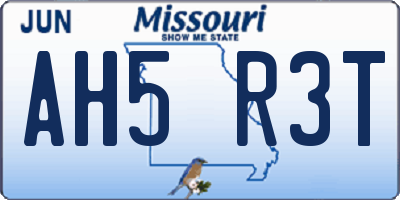 MO license plate AH5R3T