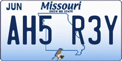 MO license plate AH5R3Y