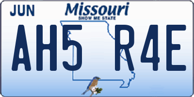 MO license plate AH5R4E