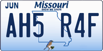 MO license plate AH5R4F
