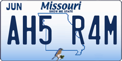 MO license plate AH5R4M
