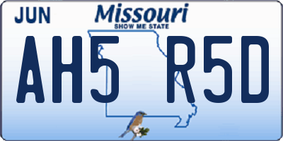 MO license plate AH5R5D