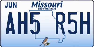 MO license plate AH5R5H