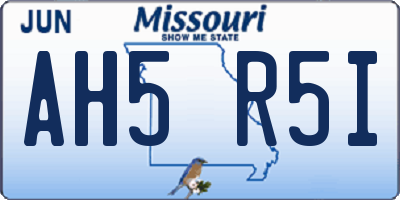MO license plate AH5R5I