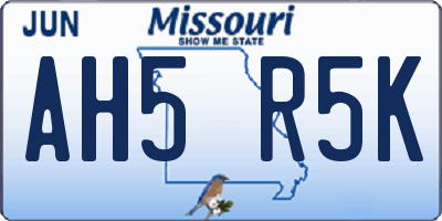 MO license plate AH5R5K