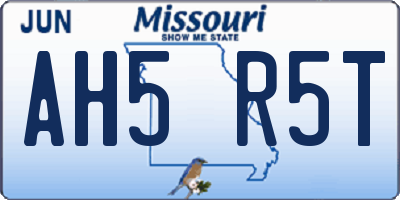 MO license plate AH5R5T