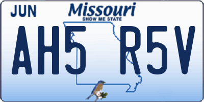 MO license plate AH5R5V