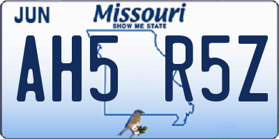 MO license plate AH5R5Z