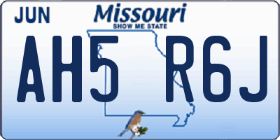 MO license plate AH5R6J
