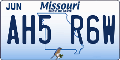 MO license plate AH5R6W