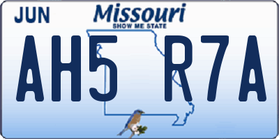 MO license plate AH5R7A