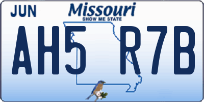 MO license plate AH5R7B