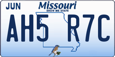 MO license plate AH5R7C