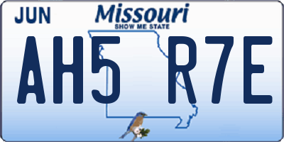 MO license plate AH5R7E