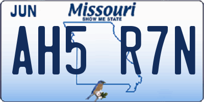 MO license plate AH5R7N