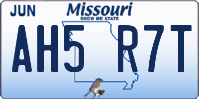 MO license plate AH5R7T