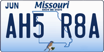 MO license plate AH5R8A