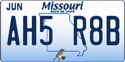 MO license plate AH5R8B