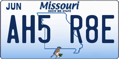 MO license plate AH5R8E